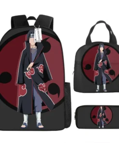 Uchiha Itachi SchoolBag Anime Backpack Cartoon Lunch Bag Pencil Bag 3PCS