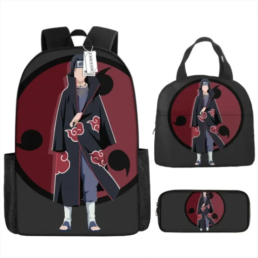 Uchiha Itachi SchoolBag Anime Backpack Cartoon Lunch Bag Pencil Bag 3PCS