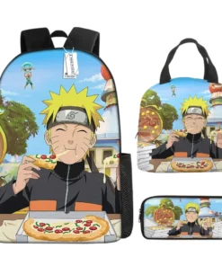 Naruto Uzumaki Schoolbag Cartoon Lunch Bag Pencil Bag 3PCS