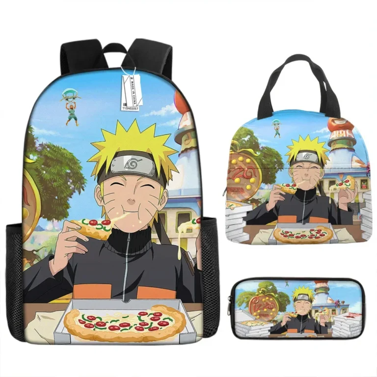 Naruto Uzumaki Schoolbag Cartoon Lunch Bag Pencil Bag 3PCS